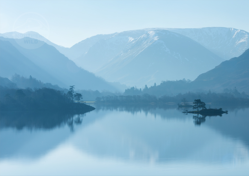 Lake District Landscape Photography, Ullswater Blues, Misty, Winter, Mountains, Morning, Cumbria, England. Landscape Photo. Mounted print