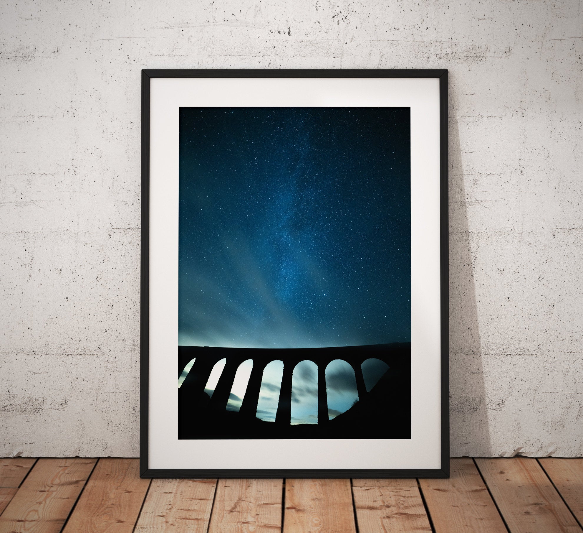 Astro photograph of the Milky way over the dramatic Ribblehead Viaduct in the Yorkshire Dales. England, Star photo, Fine Art, Home Decor