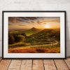landscape Photography, Roseberry Topping, Summer, Sunset. North York Moors, England. Landscape Photo. Mounted print. Wall Art.