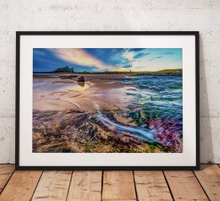 Northumberland Landscape Photography, Bamburgh Castle , Beach,  England. Landscape Photo. Mounted print. Wall Art.