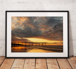 Saltburn Landscape Photography, Pier, Beach. Sunset, coast, Seaside, North York Moors, England. Landscape Photo. Mounted print. Wall Art.