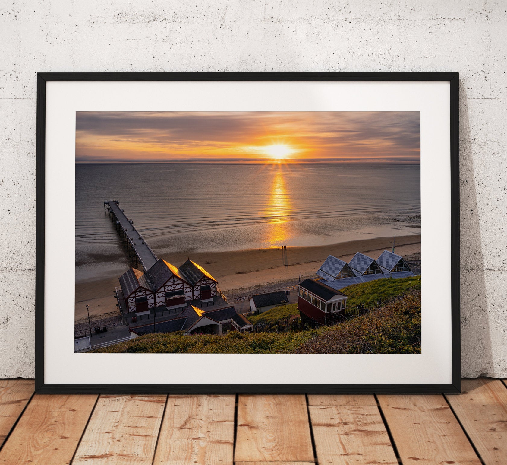 Saltburn Sunrise Photography, Pier, Beach. Sunset. coast, Seaside, North York Moors, England. Landscape Photo. Mounted print. Wall Art.