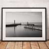 Seaside landscape photography Whitby Pier. North York Moors, England. Landscape Photo. Black and White long exposure. Wall Art.