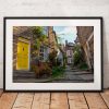 Street landscape Photograph of Robin Hoods Bay/ Print/ Sunrise/ North York Moors/ England/ Photo/ Yellow Door/ Mounted print/ Wall Art.