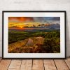 Summer sunset from Gribdale Gate looking towards Roseberry Topping. North York Moors, England. Landscape Photo. Mounted print. Wall Art.
