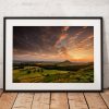 Sunset Photography Roseberry Topping. North York Moors, England. Landscape Photography. Mounted print. Wall Art.