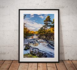 Waterfall landscape photography, Low force, Tees, Durham,Autumn,England, Landscape Photo. Mounted print. Wall Art.